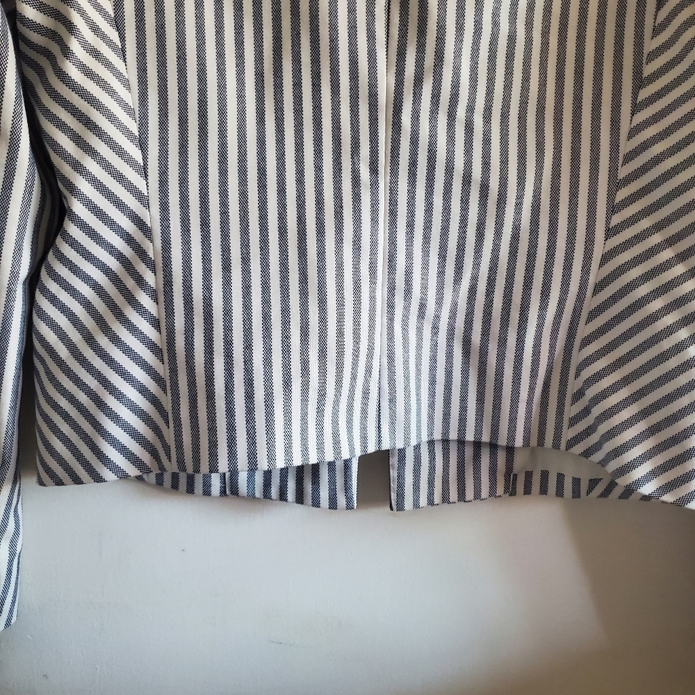 Express Blue & White Striped Zipper Blazer Size M Academia Preppy Corpcore - Picture 7 of 14